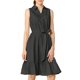 thumbnail image 2 of Vestido midi sin mangas de algodón sólido con cinturón y dobladillo con volantes INSPIRE CHIC para mujer en negro, 2 of 6