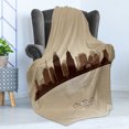 thumbnail image 4 of Cincinnati Soft Flannel Fleece Throw Blanket, Modern Dusky Vintage Image Postcard of the State Front High, Cozy Plush for Indoor and Outdoor Use, 70" x 90", Dark Eggshell Seal Brown, by Ambesonne, 4 of 5