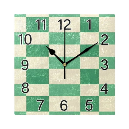 Ryvnso Checkered Grid-t3 Wall Clock Square Silent Non-Ticking Battery Operated 7.78