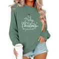 thumbnail image 6 of SYMOID Womens Green Christmas Sweatshirt, 100% Cotton Oversized Merry Christmas Tree Graphic Crew Neck Long Sleeve Festive Holiday Top,Size S, 6 of 6