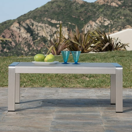 Cape Coral Outdoor Aluminum Coffee Table with Glass