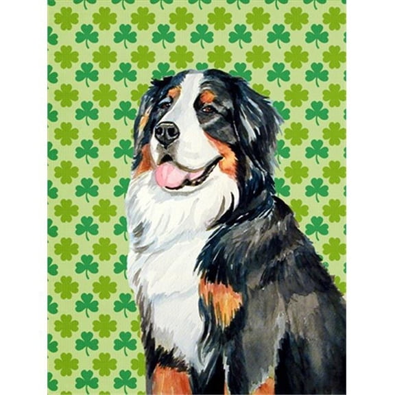 Bernese Mountain Dog St. Patricks Day Shamrock Portrait Flag - Garden Size