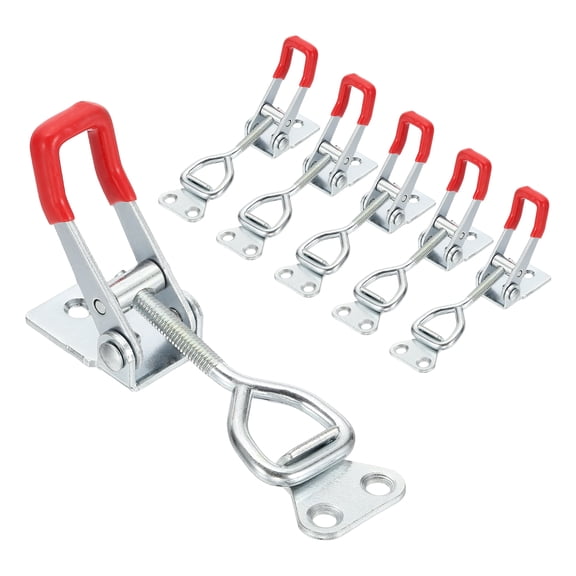 Uxcell 6pcs Adjustable Toggle Clamp M6x32mm 396lbs 4002 Style, Silver Red
