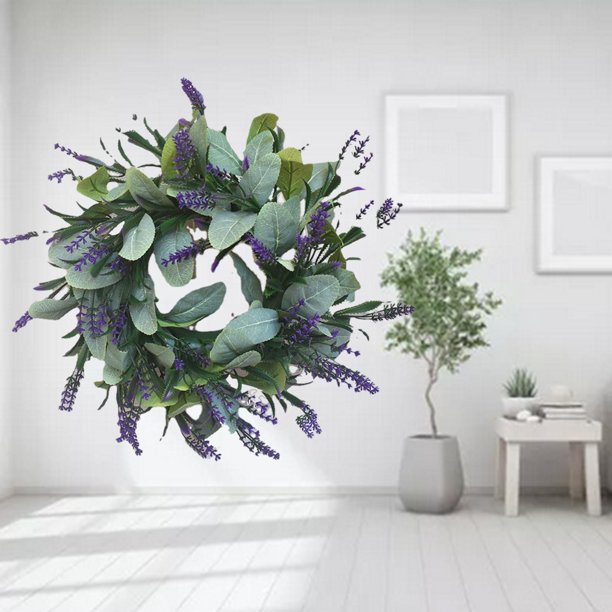 de eucalitto Lavanda Pulgadas, Colgante para Puerta Delantera de Granja, Porche, Boda, Festival, Vacaciones, Decoración, Acc perfecl Puerta delantera colgando corona