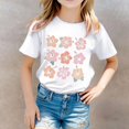 thumbnail image 2 of PMVFHDE Hauts pour Filles Hauts Basiques Tendance pour Fille Manches Courtes T-Shirts pour Fille T-Shirts Graphiques Col Rond Imprimé T-Shirt Blanc, 10-11 Ans, 2 of 5
