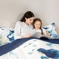 thumbnail image 4 of Castle Fairy Dreamy Watercolor Mermaid Print Twin Comforter Sets 2pcs,Coral Jellyfish Pastel Sea Layout Bedding Set,Sky Lavender,Navy Blue Reversible,1 Comforter and 1 Pillowcase, 4 of 6