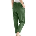 thumbnail image 3 of Mrat Lady Casual Wide Leg Sweatpants Women Summer Pants Casual Solid Color Elastic Waist Linen Pockets Pants Straight Open Pants Army-Green XL, 3 of 6