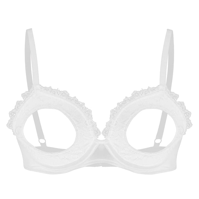Womens Lingerie Cutout Padded Underwired Bra Tops Adjustable Straps Open Chest Bras Hollow Out Lace Brassiere Underwear
