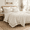 Cream-Queen, variant on Cream King Size Ruffled Pleated Boho Duvet Cover Set, Washed Microfiber Bedding