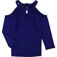 thumbnail image 1 of I.N.C Womens Cold Shoulder Knit Blouse, Blue, X-Small, 1 of 1