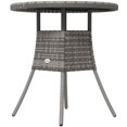 thumbnail image 1 of 27.6" Grey Outdoor Wicker Dining Table, PE Rattan Patio Furniture with Slatted Wood-Plastic Top and Galvanized Steel Frame, Versatile Coffee Table for Garden, Deck and Patio, 1 of 7