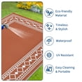 thumbnail image 5 of Hasoo 8' x 10' Orange/Red Outdoor Rug Plastic Straw Border Carpet Waterproof PP Tube Woven Portable Mat for Patio Decor, Balcony, Picnic, 5 of 7