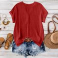 thumbnail image 5 of vigerkar Women's V Neck T Shirt Short Sleeve Casual Basic Tops Loose Fit Henley Tee Summer Lightweight Blouse (Red, S), 5 of 9