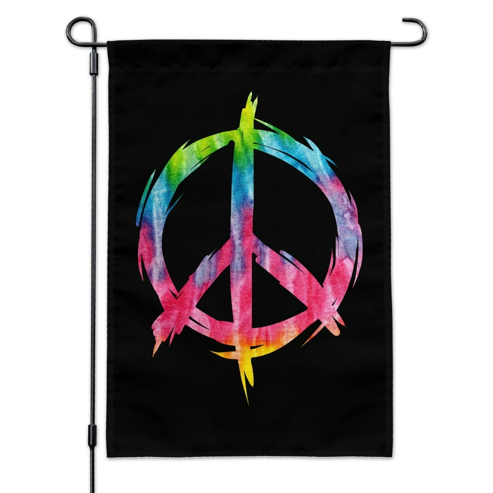 Tie Dye Peace Sign Garden Yard Flag