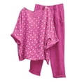 thumbnail image 2 of Pavied Two Piece Sets,Lounge Sets,Wave Point Prints Linen Button Shirt High Waist Loose Pocket Pant Two Piece Top And Bottom Set,Matching Sets,Womens Sweatshirt,Tracksuit for Women,Hot Pink M, 2 of 4