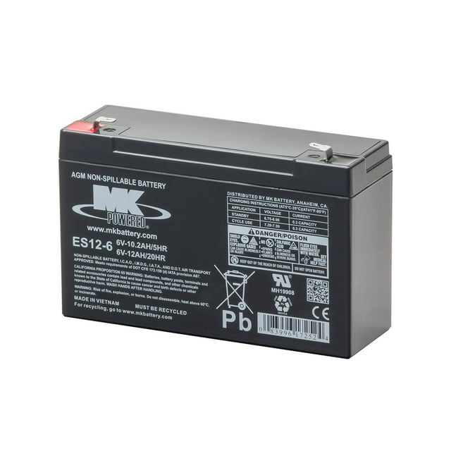 MK Battery ES12-6 Maintenance-Free Rechargeable Sealed Lead-Acid Battery
