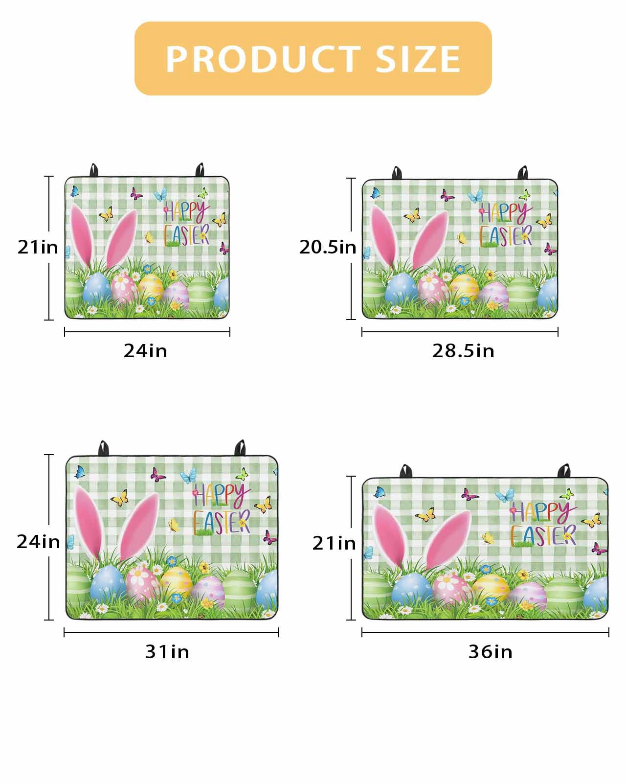 Large Induction Cooktop Protector Mat Easter Stove Top Covers for Electric Stove, Spring Easter Eggs Bunny Butterflies Green Plaid Decorative Stove Burner Cover Mats, Glass Top Stove Cover
