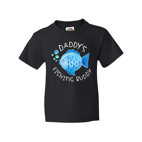 Inktastic Daddy's Fishing Buddy with Cute Blue Fish Youth T-Shirt