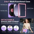 thumbnail image 3 of Case for Samsung Galaxy Tab A9,Anti drop silicone+PC Layer Protective Case 360 ° Rotating Bracelet Handle Stand ,Shoulder Strap, Heavy Duty Shockproof Tablet Case,Purple,For Galaxy Tab A9, 3 of 7