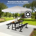 thumbnail image 6 of Awayhome 3-Piece 6ft Metal Outdoor Patio Picnic Table Set with 2 Backless Benches&Umbrella Hole,Balck, 6 of 7