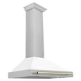 thumbnail image 2 of ZLINE 36" Autograph Edition DuraSnow Stainless Steel Range Hood with White Matte Shell and Gold Handle, 2 of 5