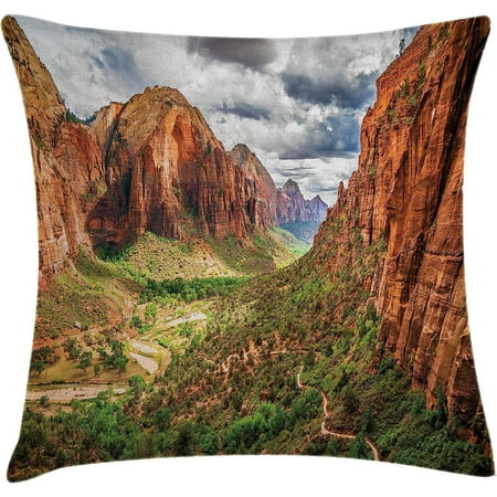 

Parks Throw Pillow Cushion Cover Utah Plateau Mojave Desert Southwest Erosion Aztec Print Decorative Square Accent Pillow Case 24 X 24 Brown Green