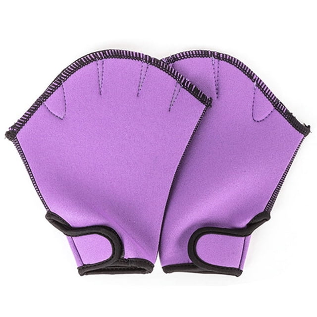 Aletas de natación en color morado talla S - Guantes acuáticos con palmas para buceo y natación