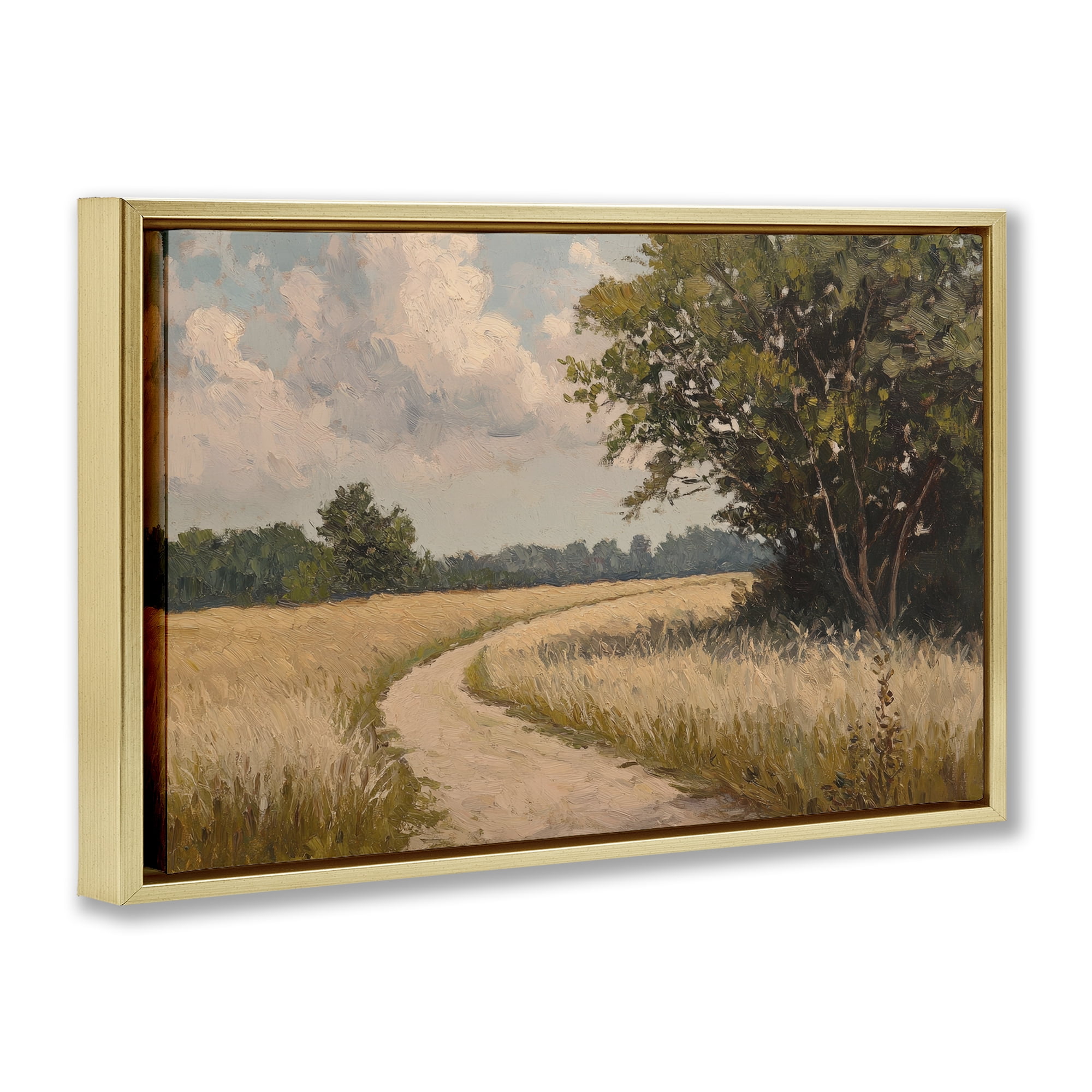 Stupell Industries Peaceful Thinking Path Gold Framed Floater Canvas Wall Art, design by Petal Prints Design