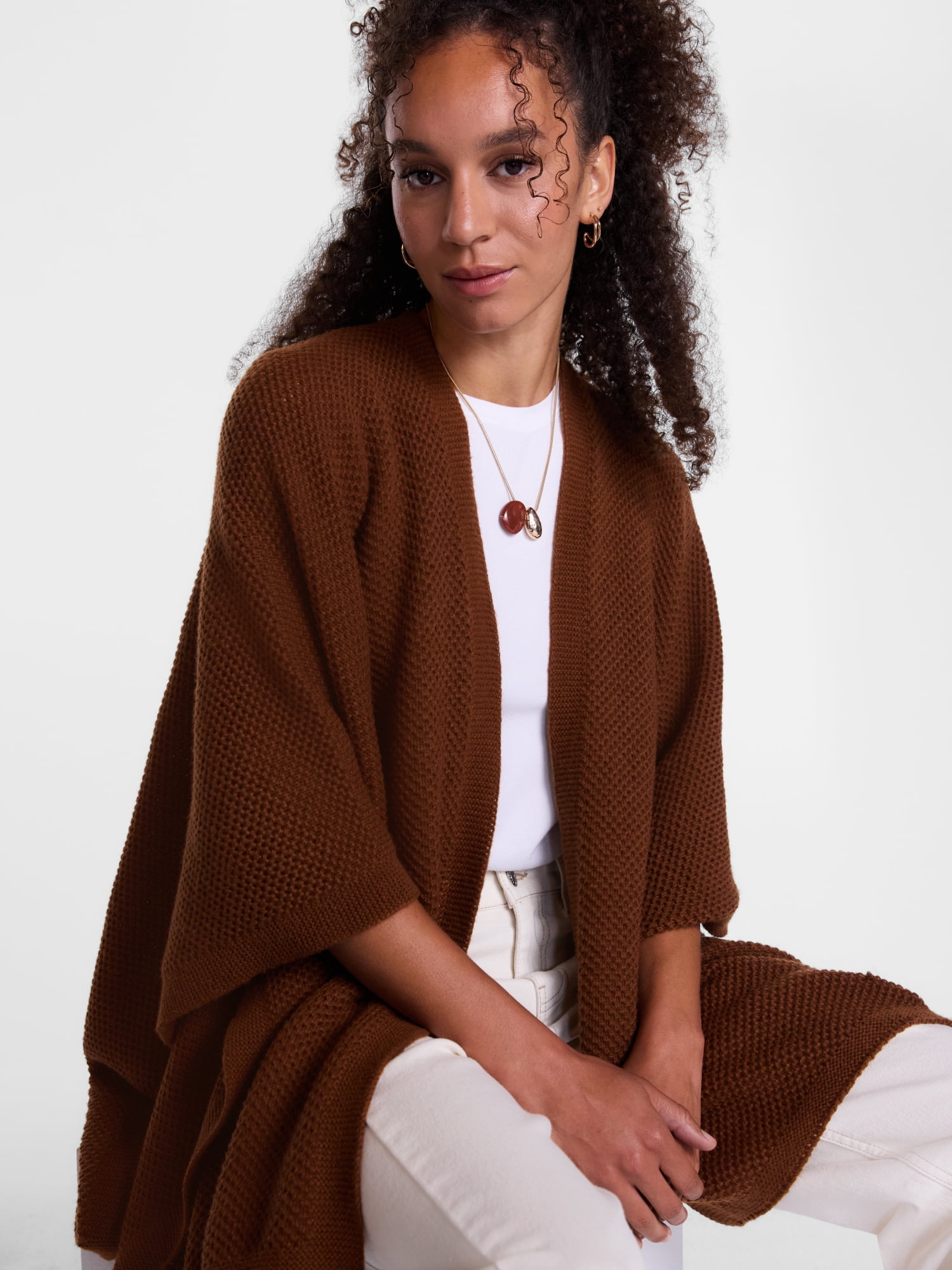 Scenario Women's Textured Knit Ruana