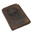thumbnail image 6 of MARSHAL Mens RFID Blocking Trifold Biker Chain Wallet  Vintage Genuine Leather Skull Design Wallet with Snap Closure Brown No Chain, 6 of 9