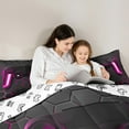 thumbnail image 5 of Feelyou 3D Pink Gamepad Bedding Comforter Set 7pcs for Boy, Video Games Controller Queen Bedding Sets, Neon Gradient Honeycomb Reversible Queen Sheet Sets, Super Cozy Room Decor, 5 of 9