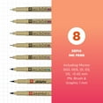 thumbnail image 2 of Sakura Pigma Micron Pens, Assorted Point Sizes, Sepia Ink, 8 Count Pack, 2 of 6