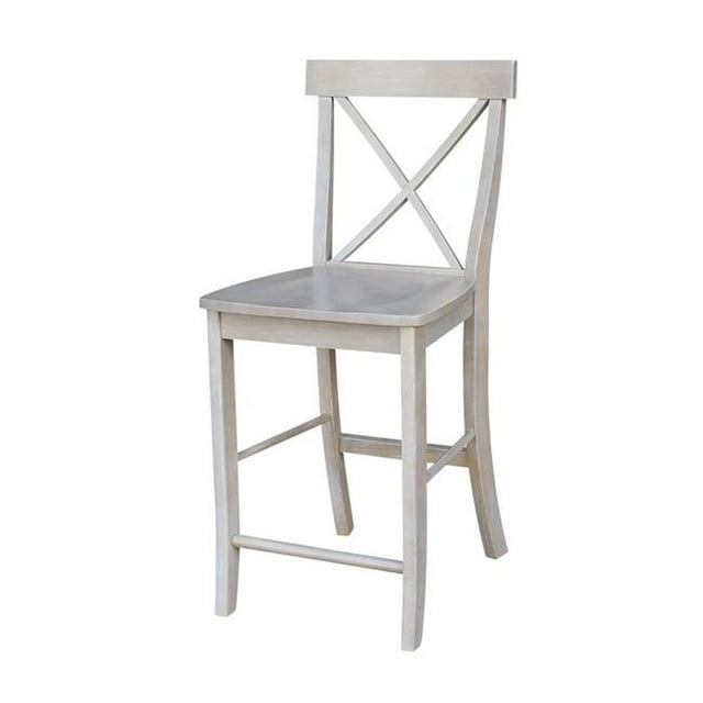 International Concepts S09-6132 X-Back Counterheight Stool - Washed Gray Taupe