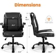 thumbnail image 3 of CQAOE Ergonomic Office Desk Computer Chair with Mid-Back Support, Flip-Up Armrests & Swivel Wheels – PU Leather Executive Task Chair for Home Office & Study  (Black), 3 of 10