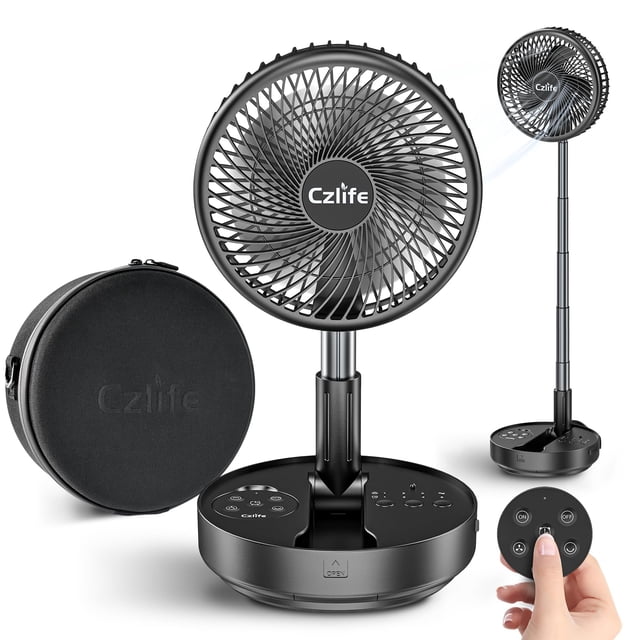 Ventilador portátil Czlife F9 de 10000 mAh, recargable con mando a distancia, color negro