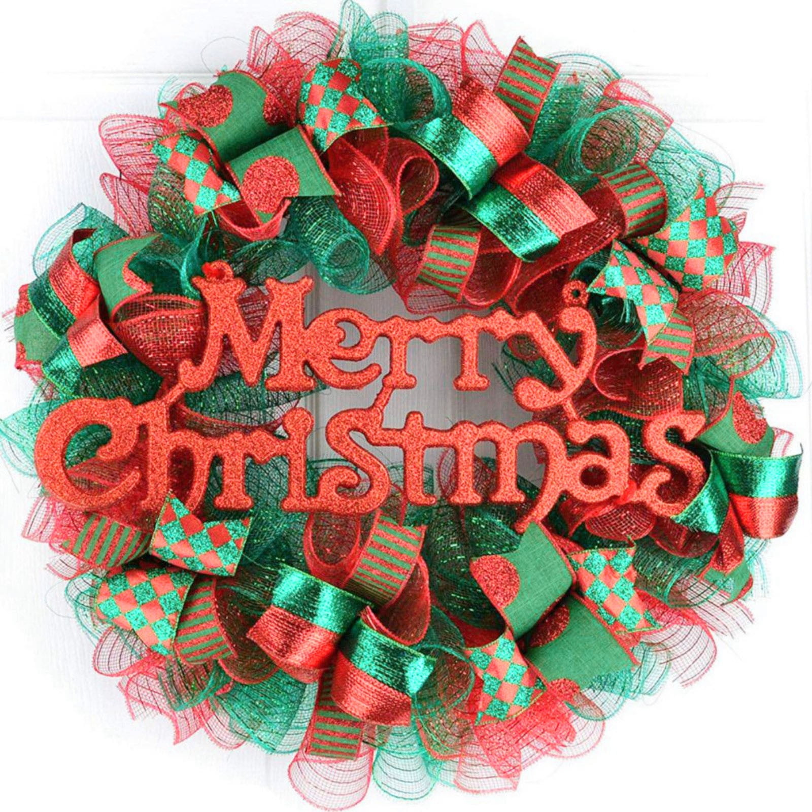 4 Rolls Poly Mesh Ribbon Burlap Poly with Metallic Foil Mesh Rolls for DIY Festivals Wreaths Party Decoration Wrapping Craft (Christmas Red/Christmas Green/10 Inches x 10 Yards)