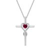 Sterling Silver Cross Necklace for Women July Birthstone Necklace Infinity Cross Crucifix Durable Heart Pendant Necklace Fine Jewelry Birthday Gifts for Mom Girls, 16"+2" Chain