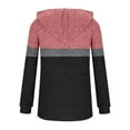 thumbnail image 4 of lcziwo Womens Oversized Hoodie Fashion Color Block Ribbed Knit Sweaters Casual Hooded Sweatshirts Long Sleeve Pullover Tops, Red, XL, 4 of 6