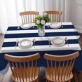 thumbnail image 3 of Navy Blue Stripe Table Cloth Waterproof Tablecloths, Modern Simple Geometric White Striped Tablecloth Dining Table Cover for Kitchen Party Tabletop Outdoor, Rectangle Tablecloth 52x70 Inch, 3 of 9