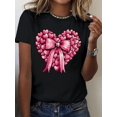 thumbnail image 1 of Women's Valentine's Day Heart & Bow Graphic T-Shirt - Soft, Breathable 100%, Casual Short Sleeve Crew Neck, Perfect for Spring/Summer/Fall, Valentines Day Gifts, 1 of 6