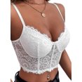 thumbnail image 4 of Women's Sling Tank Tops, V-Neck Spaghetti Strap Solid Color Slim Fit Summer Lace Crop Vest, 4 of 8