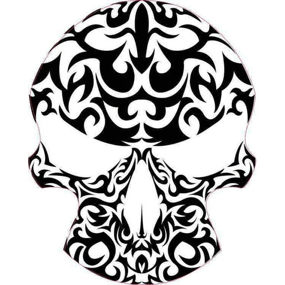 4X5 Black and White Tribal Skull Bumper Sticker Car Vinyl Truck Stickers