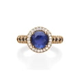 thumbnail image 2 of 2.50 ctw Lab Created Blue Sapphire Ring with Diamonds 14K Rose Gold Vintage Micro Pave Halo, 2 of 3