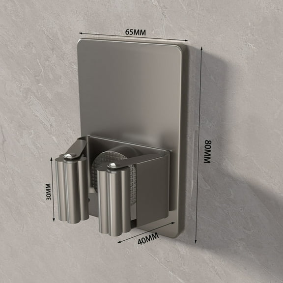 Stainless Steel Mop Holder Wall Mount with Adjustable Hook - Rustproof Bathroom Kitchen Garage Organizer, Strong Adhesive for Mop Broom Closet Storage, Space Saving Durable Hanger for Home Office Use