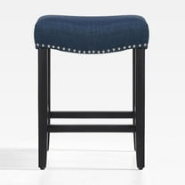 SEEKOL 24" Upholstered Bar Counter Stool - Nail Head Trim, Soft Padding, and Black Wooden Legs for Ultimate Comfort Grey 24"