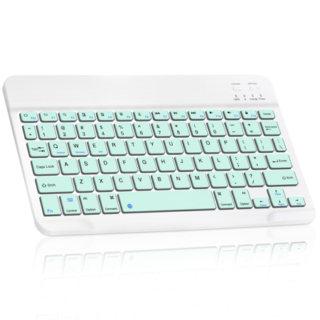 Ultra-Slim Bluetooth rechargeable Keyboard for T-Mobile REVVL V+ 5G and all Bluetooth Enabled iPads, iPhones, Android Tablets, Smartphones, Windows pc - Teal