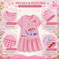 thumbnail image 3 of Rimyaw Toddler Girls Dinosaur Dress, Short Sleeve A-Line Sundress with Applique, Soft Summer Casual Pink Dress, Size 5T, 3 of 7