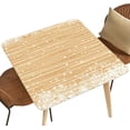 thumbnail image 2 of Square Fitted Tablecloth with Elastic Edge for Banquet Buffet Kitchen Dining Party Snow and Light Brown Wood Backdrop Fitted for 36"x36" Square Table Style-22, 2 of 4