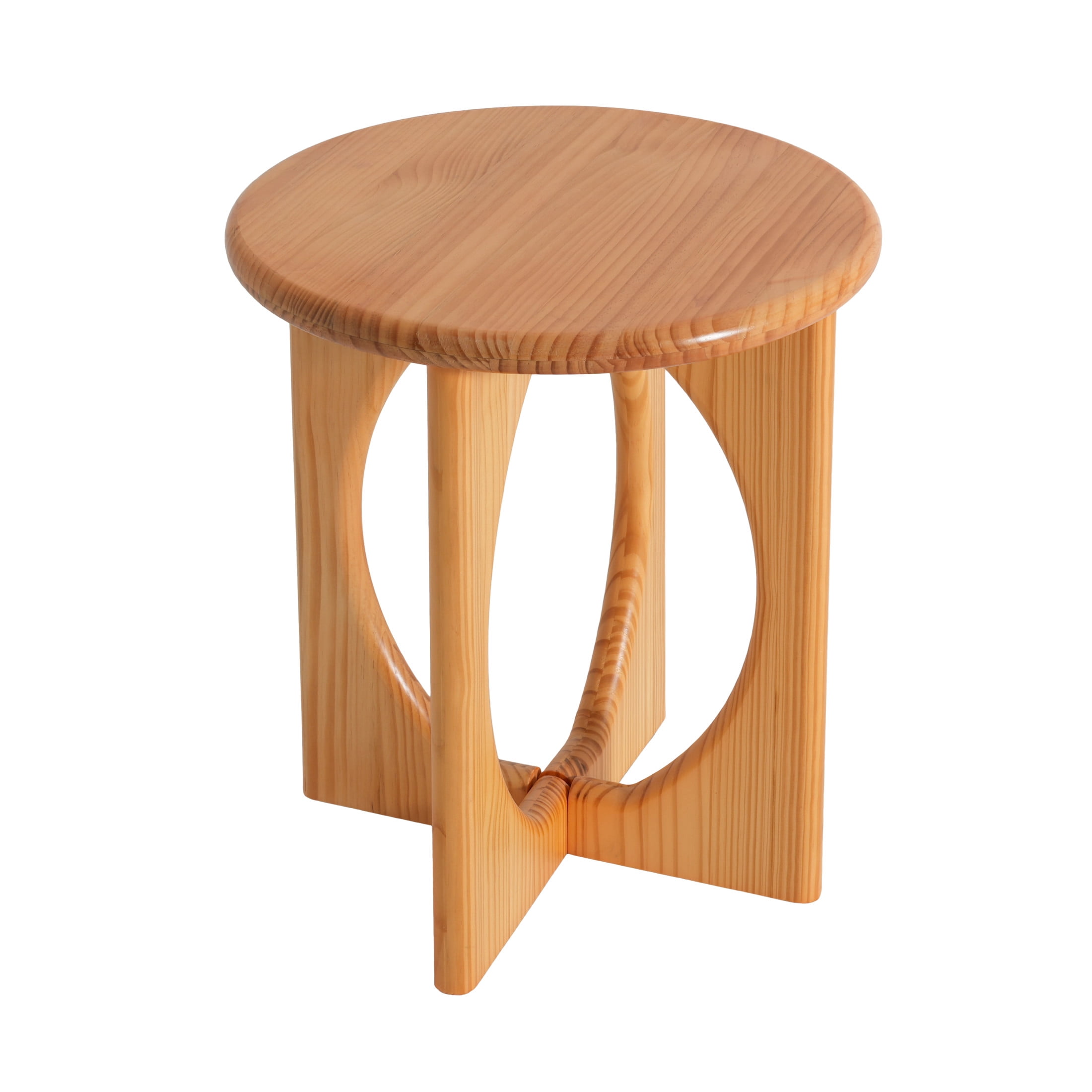 Christopher Knight Home Round End Table, Solid Wood Geometric Cross-Leg Accent Side Table, Natural