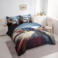 thumbnail image 2 of Castle Fairy Dynamic Racing Bike Bedding Comforter Set 7 Pieces for Teens, Motion Blur Circuit Full Bedding Set for Sport Bedroom, Blue Red,Black Reversible, 2 of 7